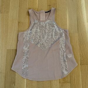 American Eagle Outfitters Pink Sequin Sleeveless Tank Top